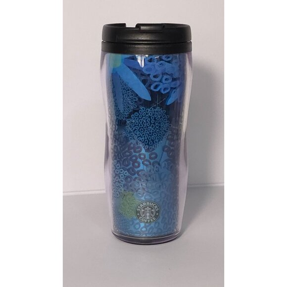 Starbucks Other - Starbucks New with Tag 2009 Blue Floral Travel Mug with Lid 12 Oz Double Wall